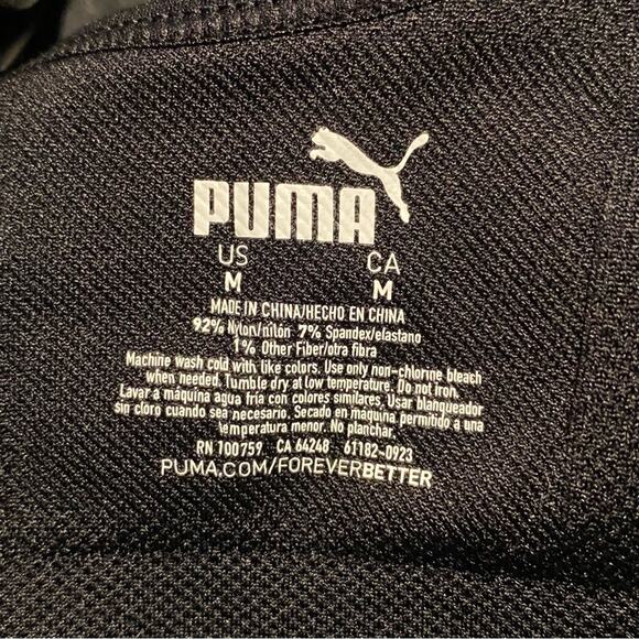 Puma Black Sports Bra with Racerback Design Size Medium Activewear - Picture 7 of 9